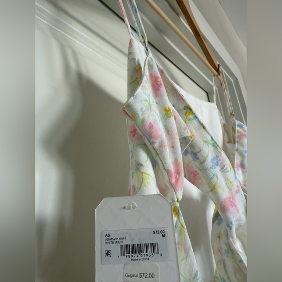 Altar’d State Eliza Floral Mini Dress M White Boho Tie Back Sundress - Picture 8 of 9